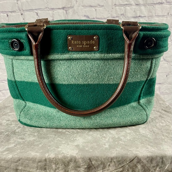 kate spade Handbags - One Day Sale Rare Kate Spade Beantown Green Stripe Quin Handbag